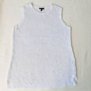 Eileen Fisher Womens Knit Dress Mini Tunic Beach Cover Sleeveless White Large L